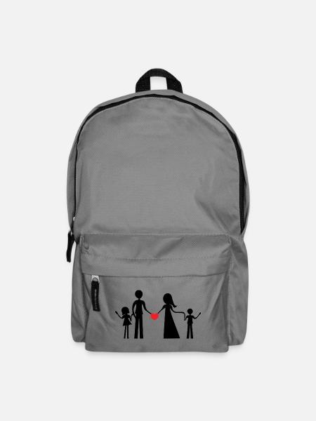 Family of four persons, boy and girl, silhouettes - Backpack - elephant grey