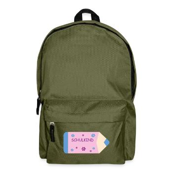 Crayon de couleur rose bleu clair petites fleurs - Écolier - Sac à dos - vert olive - Devant