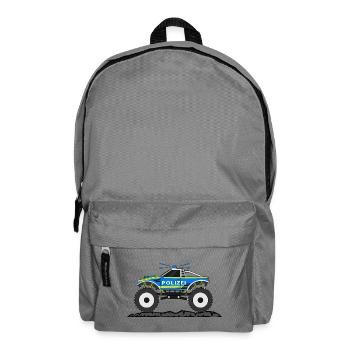 Monster Truck Police Blue Yellow - Backpack - elephant grey - Front
