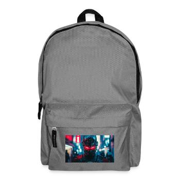 Futuristisches schwarz-rotes Kriegergesicht - Rucksack - Mittelgrau - Vorne