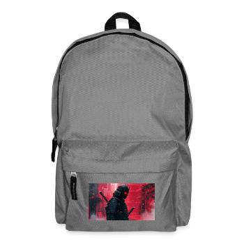 Schwarzer futuristischer Samurai - Rucksack - Mittelgrau - Vorne