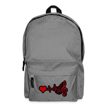 Musik Herzschlag Notenschlüssel Rot Schwarz - Rucksack - Mittelgrau - Vorne