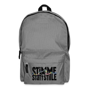 Stimme statt Stille Motiv für Protest und Demo - Rucksack - Mittelgrau - Vorne
