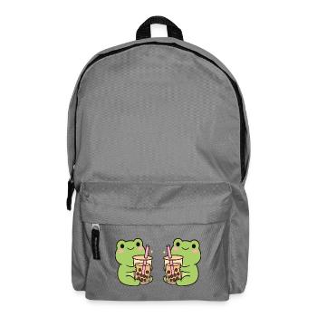 Kawaii Bubble T-Frogs – süßes Frosch Duo (minimal) - Rucksack - Mittelgrau - Vorne