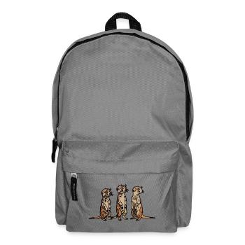 Cute, hand-drawn Meerkat Trio design - Backpack - elephant grey - Front