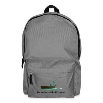 Fishing Solves Most Problems – Angler - Backpack - elephant grey - Front