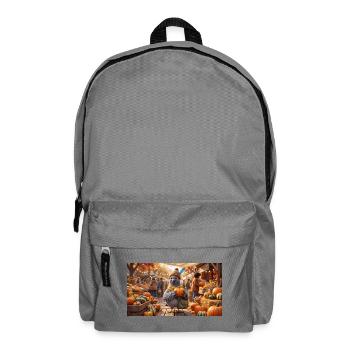 Pigeon mignon avec une citrouille au marché d’automne - Sac à dos - gris éléphant - Devant