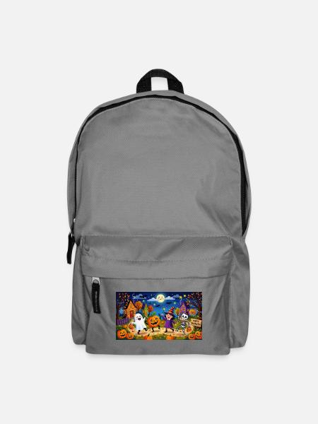 Niedliche Halloween-Nacht-Illustration - Rucksack - Mittelgrau