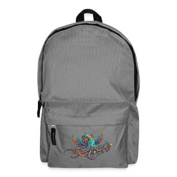 Colorful Steampunk Octopus with Wings Fantasy Creatures - Backpack - elephant grey - Front