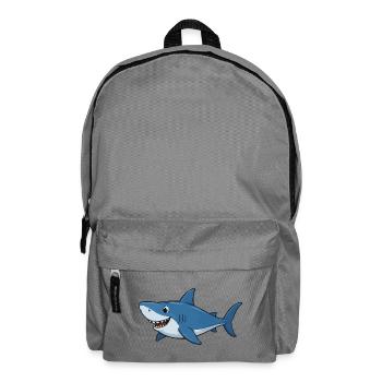 Blauer Cartoonhai Abenteuer - Rucksack - Mittelgrau - Vorne