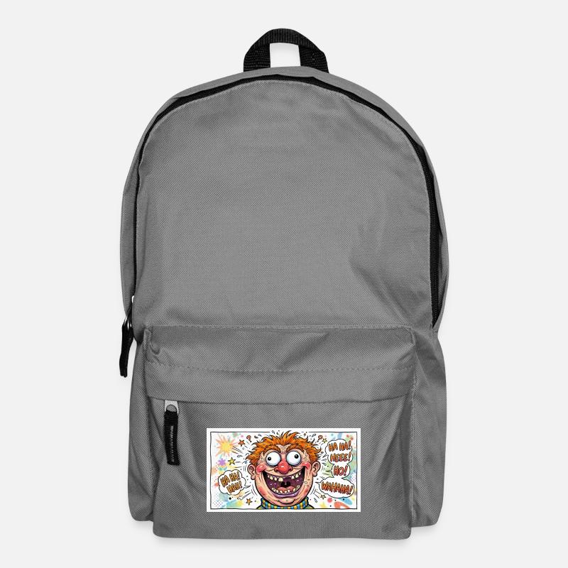 Kunterbuntes Cartoongesicht - Rucksack - Mittelgrau