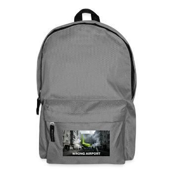 Wrong Airport - Funny Aviation Meme - Backpack - elephant grey - Front