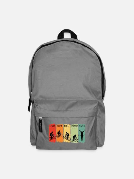 Retro Cycling Steps Start Climb Pedal Finish - Rucksack - Mittelgrau