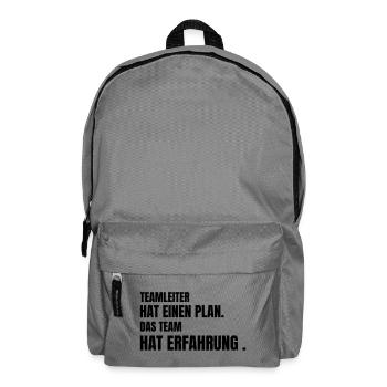 Teamleiter hat einen Plan. Das Team hat Erfahrung. - Rucksack - Mittelgrau - Vorne