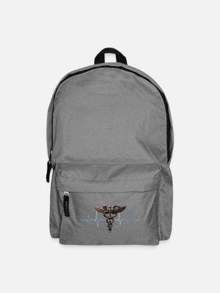 Flügel-Caduceus Herzschlag Design - Rucksack - Mittelgrau