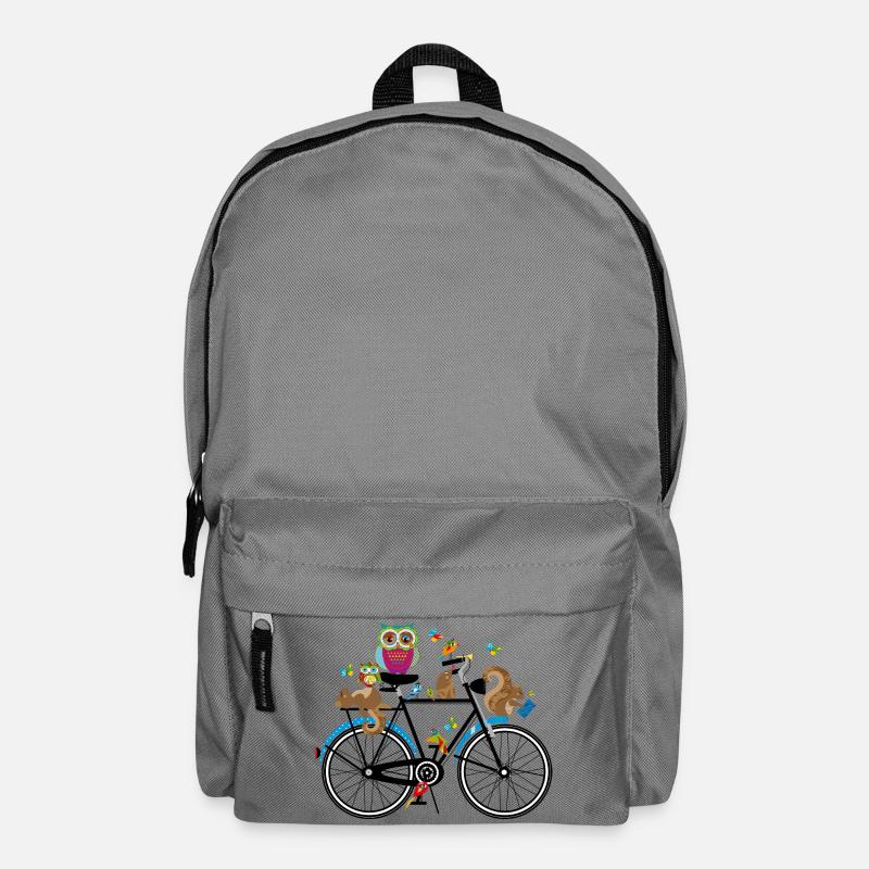 Waldtiere auf einem Fahrrad - Rucksack - Mittelgrau