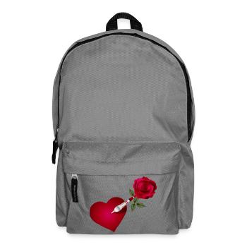 Dart Pfeil mit Rose und Herz als Zielscheibe - Rucksack - Mittelgrau - Vorne