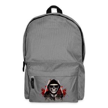 Hooded skull and red roses - Backpack - elephant grey - Front