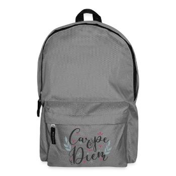 Carpe Diem Floral Writing - Backpack - elephant grey - Front