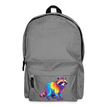 Bunter Waschbär-Regenbogen-Pop-Art-Aquarell - Rucksack - Mittelgrau - Vorne