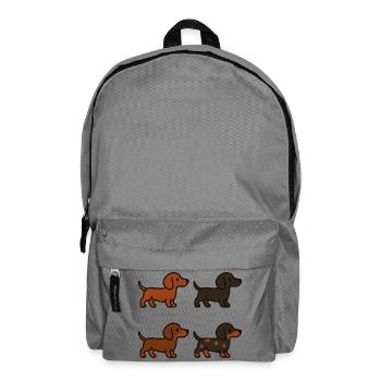 Niedliches Dackel-Hunde-Illustrationsset - Rucksack - Mittelgrau - Vorne