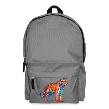 Buntes Tiger-Regenbogen-Pop-Art-Aquarell - Rucksack - Mittelgrau - Vorne