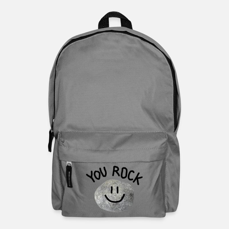 You Rock Minimal Wortspiel Statement Smile Stein - Rucksack - Mittelgrau