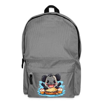 Kawaii Panda with Cake Feast - Backpack - elephant grey - Front