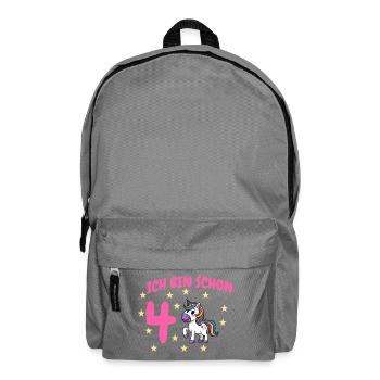 Ich bin Schon Vier Unicorn Geburtstag - Rucksack - Mittelgrau - Vorne
