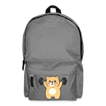 Kawaii Bear soulève des poids - Sac à dos - gris éléphant - Devant