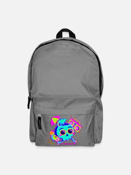 Neon-Skelett mit retro-Party-Vibes - Rucksack - Mittelgrau
