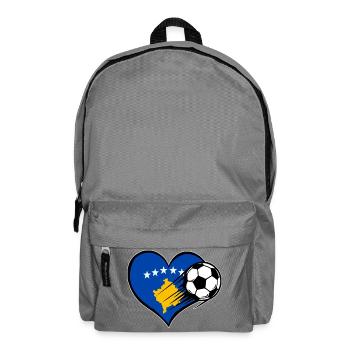 Kosovo Flagge Fußball mit Herz used - Rucksack - Mittelgrau - Vorne