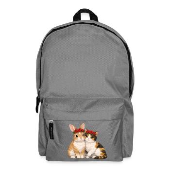 Kaninchen und Katze - Rucksack - Mittelgrau - Vorne