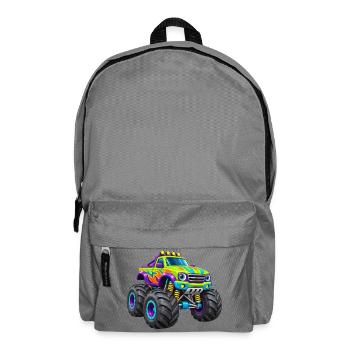 Bunter Monstertruck Flammen-Design - Rucksack - Mittelgrau - Vorne