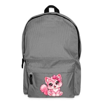 Kawaii Pink Kitten mit Schleife - Rucksack - Mittelgrau - Vorne