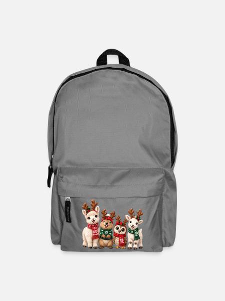 Lustige Weihnachtstiere mit Rentiergeweih - Rucksack - Mittelgrau