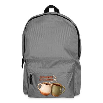 Zusammen ist's schöner - Zwei Kaffeetassen - Rucksack - Mittelgrau - Vorne