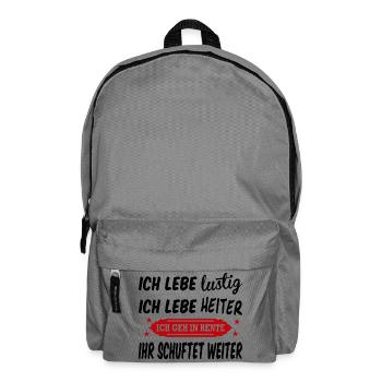 Lustig Heiter Rentner Rentnerin Beruf Sprüche - Rucksack - Mittelgrau - Vorne