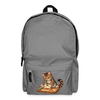 Katze rollt Zimtschnecken - Rucksack - Mittelgrau - Vorne