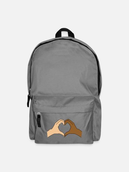 Coloured heart hand motif - customisable - Backpack - elephant grey