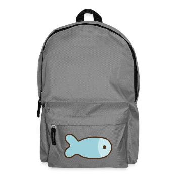 Minimalistische blaue Fisch-Illustration - Rucksack - Mittelgrau - Vorne