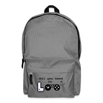 Pixel Logo Gaming "All you need is loot" - Rucksack - Mittelgrau - Vorne