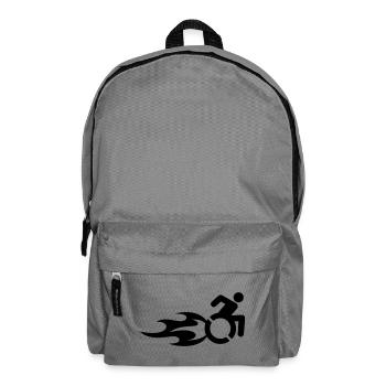 Rollstuhlfahrer mit Flammen # - Rucksack - Mittelgrau - Vorne