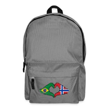 Brazil Norway Flag Hands Heart Shape Used - Backpack - elephant grey - Front