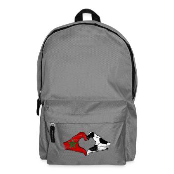 Morocco Football Flag Hands Heart Shape Used - Backpack - elephant grey - Front