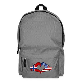 Norvège États-Unis Drapeau Main Coeur Forme - Sac à dos - gris éléphant - Devant