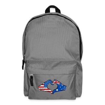 États-Unis Australie drapeau main forme coeur utilisé - Sac à dos - gris éléphant - Devant