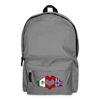 Mexiko Norwegen Flagge Hände Herzform - Rucksack - Mittelgrau - Vorne