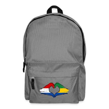 Mains du drapeau du Gabon de la Hollande en forme de cœur utilisées - Sac à dos - gris éléphant - Devant