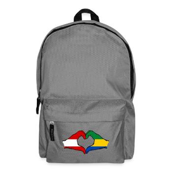 Austria Gabon Flag Hands Heart Shape Used - Backpack - elephant grey - Front